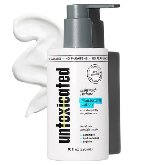 Moisturizing Lotion - Daily Face Moisturizer & Body Lotion for Sensitive Skin - Ceramides & Hyaluronic Acid - No Common Irritants - Non-Comedogenic - Oil-Free - Fragrance Free - 10 Ounce-BrightBean Baby