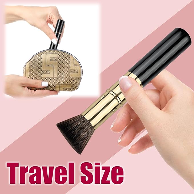 Retractable Kabuki Brush, Travel Powder Foundation Makeup Brush Face Blush Brushes for Liquid, Cream and Powder Face Makeup, Travel Size Makeup Brush-BrightBean Baby