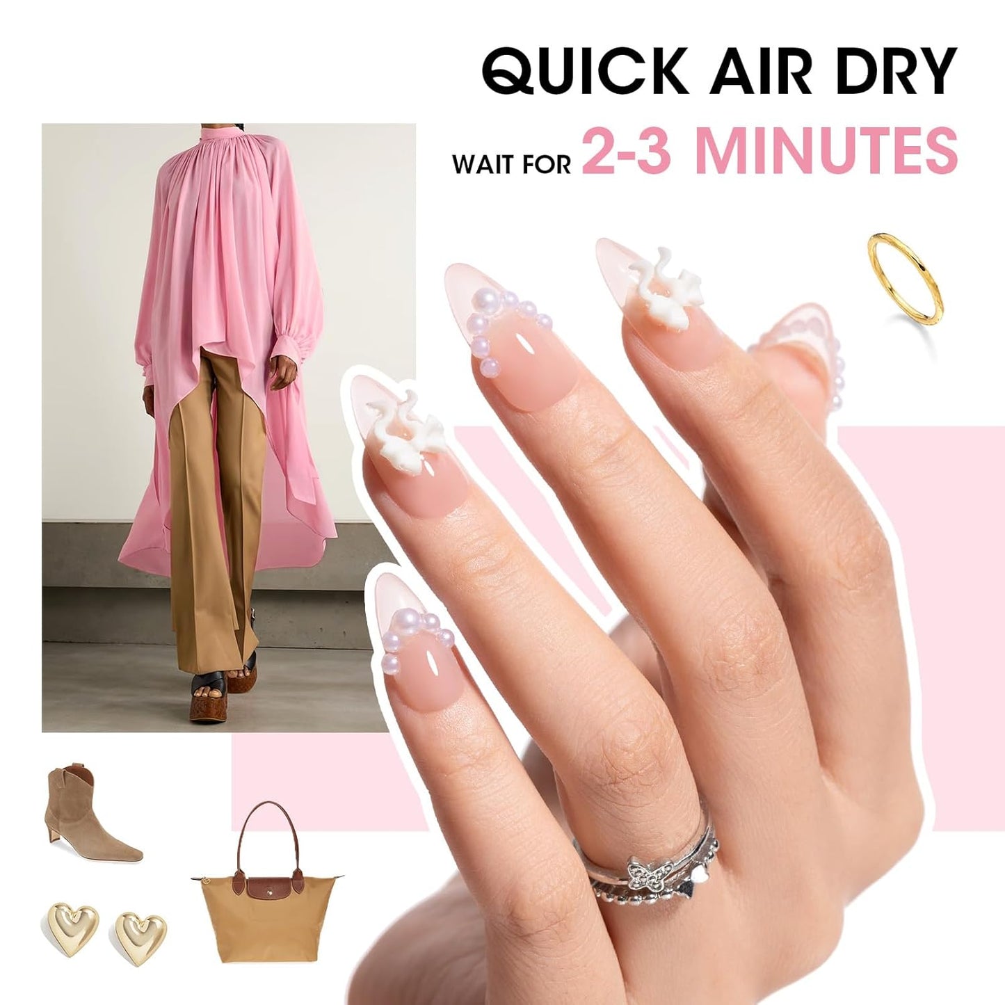 GELLEN Clear Pink Nail Polish, Sheer Pink Jelly Natural Regular Nail Polish Quick Dry Summer 6 Light Colors Set for Acrylic Natural Nails Home Salon, Chip Resistant, Non UV Gel, Hema Free, Non Toxic-BrightBean Baby