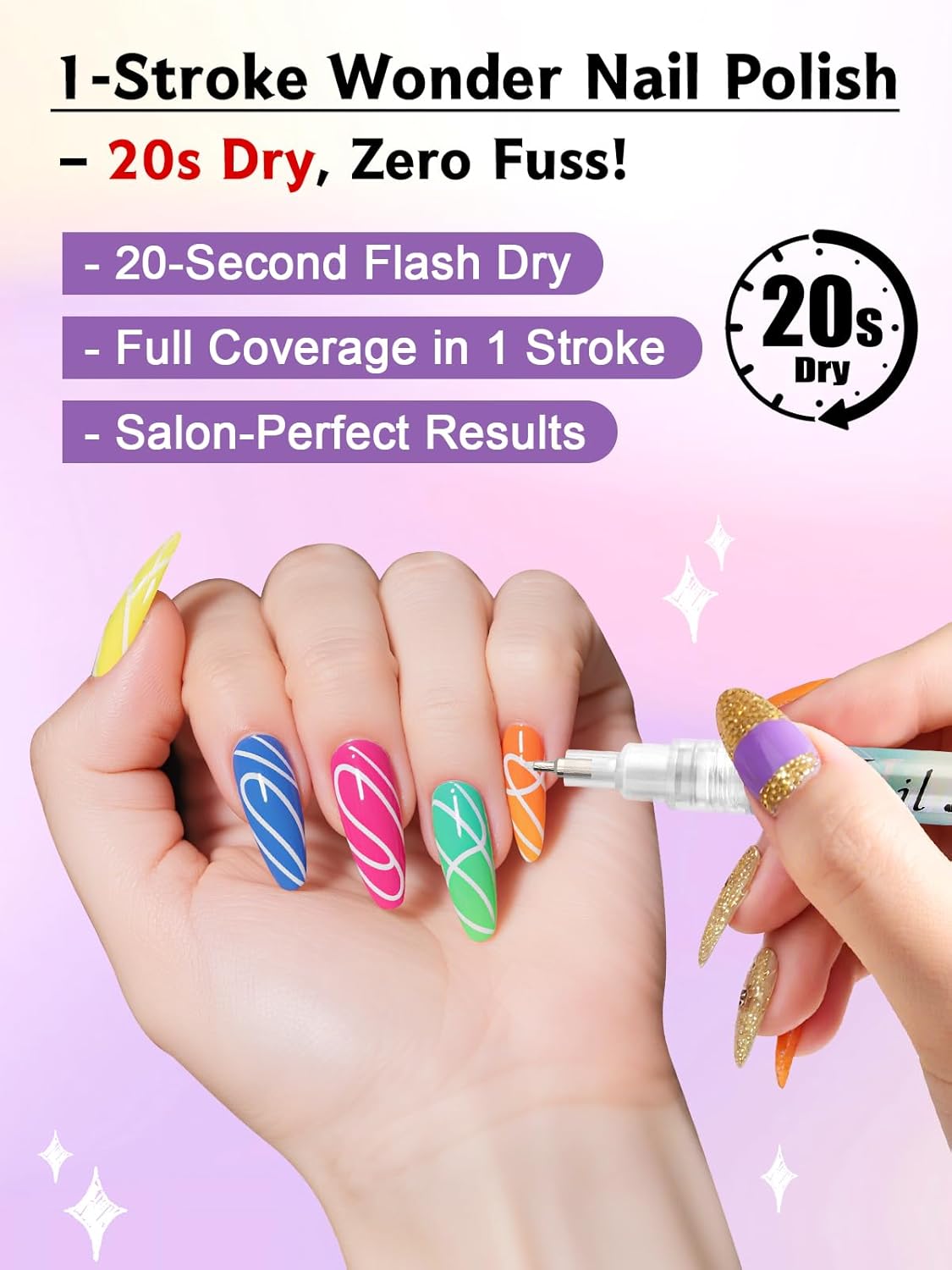 1 PCS White Nail Art Polish Pens, Kalolary 0.5mm Nail Art Markers Nail Point Graffiti Dotting Pen Drawing Painting Liner Brush for DIY Nail Art Beauty Adorn Manicure Tools-BrightBean Baby