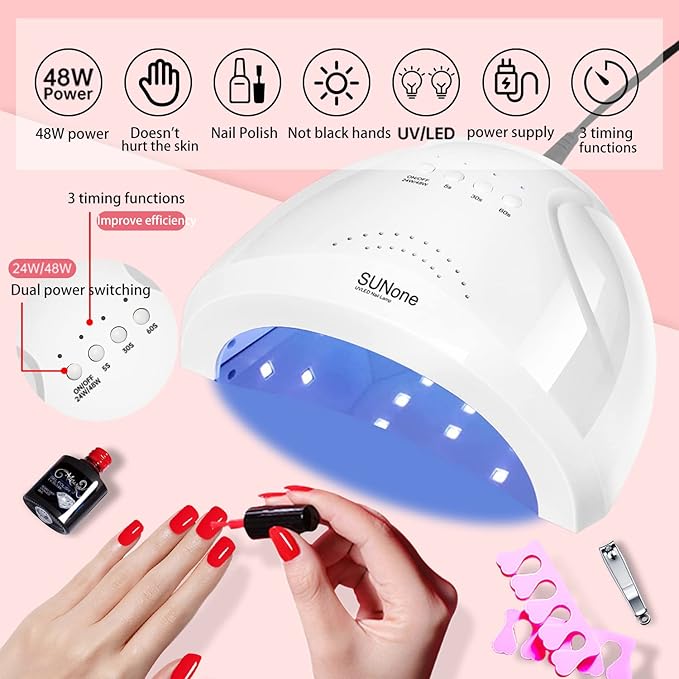 Gel Nail Polish Kit for Women with 6 Colors Extension Poly Nail Gel set, 48W UV Lamp, 12pcs nail polish set with Base Coat and Top coat,Professional Manicure Tool for Home DIY Salon-BrightBean Baby