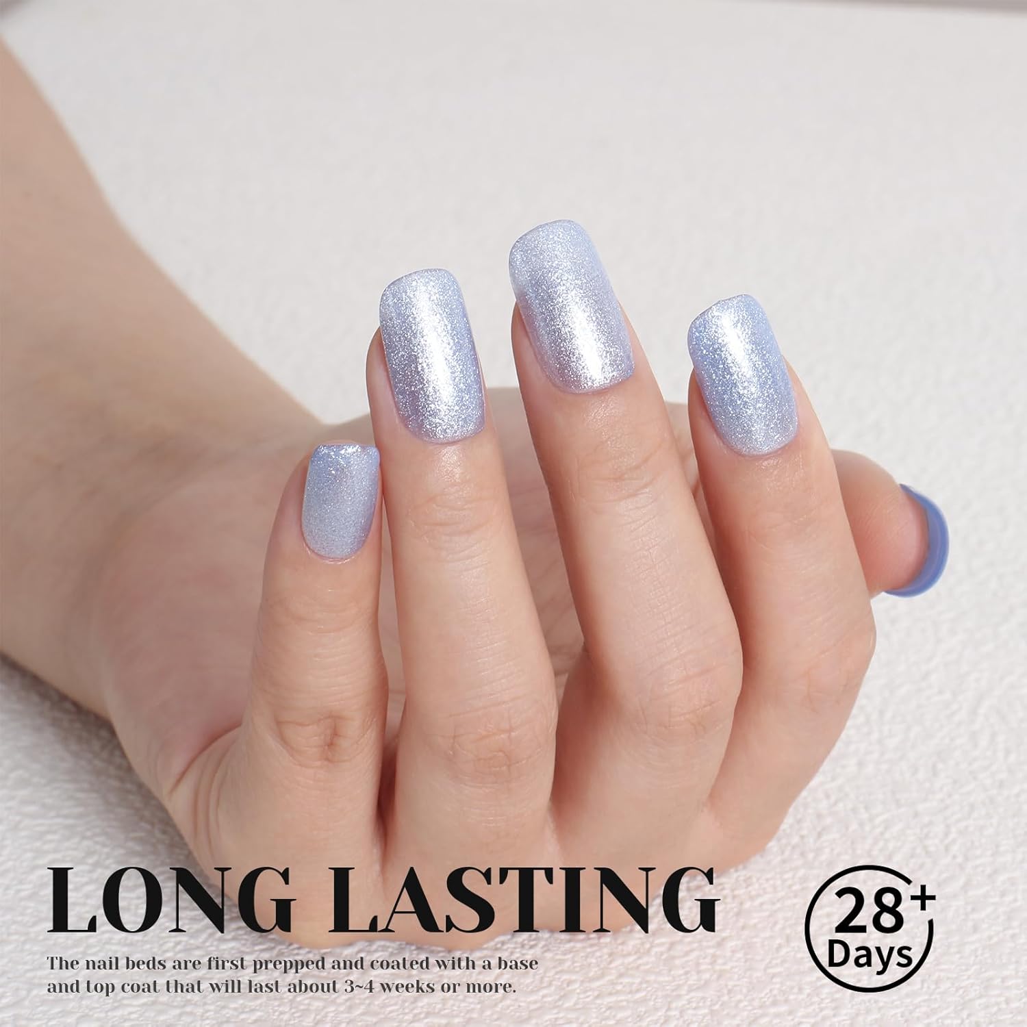 Grey Blue Metallic Glitter Gel Polish, 15ml UV/LED Soak Off Gel Nail Polish for Manicure Salon or DIY Nail Art at Home,Women Girls Gifts - GP0096-BrightBean Baby