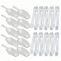 20 Pack of Set Plastic Buffet Serving Tongs Mini Serving Utensil Tongs Appetizers Tongs and Plastic Kitchen Scoops Clear Ice Scoop Buffet Scoop for Candy Dessert Buffet Ice