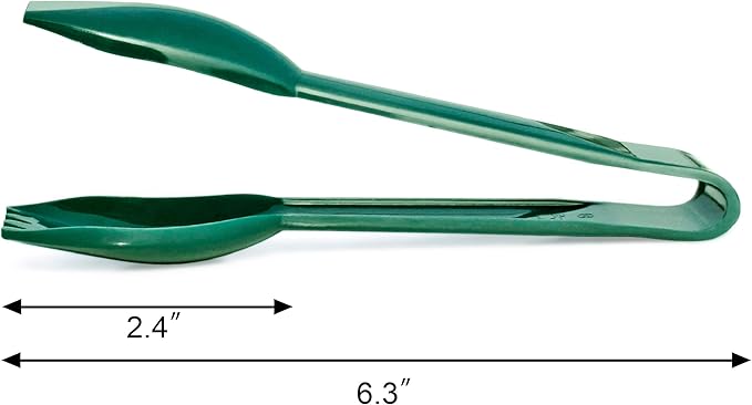 New Star Foodservice 35599 Utility Tong, High Heat Plastic, Straight Edge, 6 Inch, Set of 12, Green