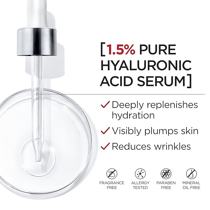 L'Oreal Paris Revitalift 1.5% Pure Hyaluronic Acid Face Serum 1.0 oz + True Match Lumi Glotion Natural Glow Enhancer Lotion, Medium 1.35 fl. oz, 1 kit-BrightBean Baby