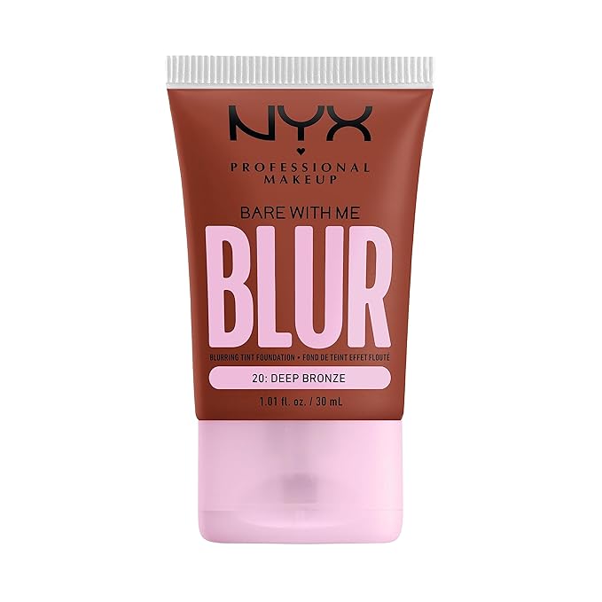 NYX PROFESSIONAL MAKEUP Bare With Me Blur Skin Tint Foundation Make Up with Matcha, Glycerin & Niacinamide - Deep Bronze-BrightBean Baby