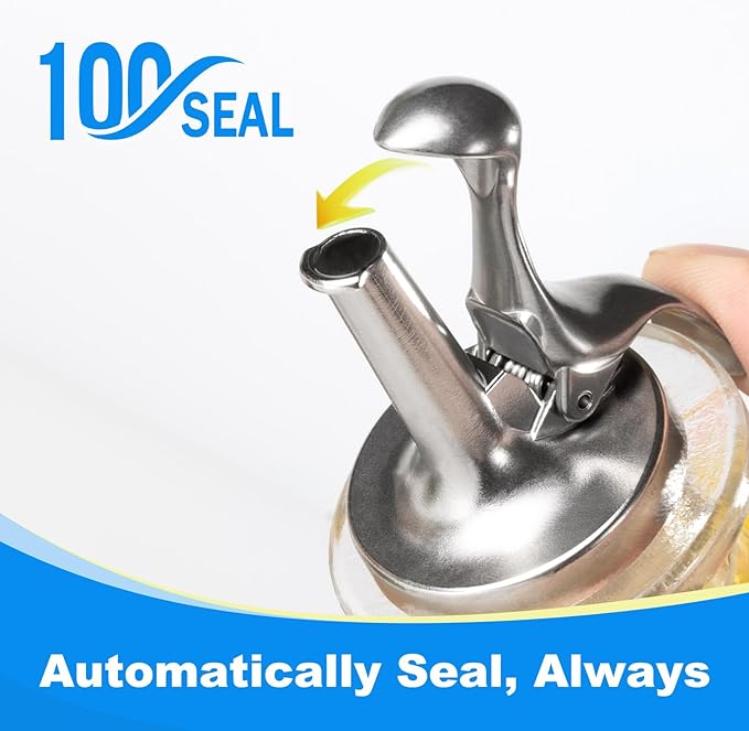 3-in-1 Liquor Bottle Pourers with Speed Spouts, Automatic Sealing Spout with Built-in Caps - Dishwasher Safe, Alcohol Speed Spouts - 2PCs with 2 Adapters (Glossy version)