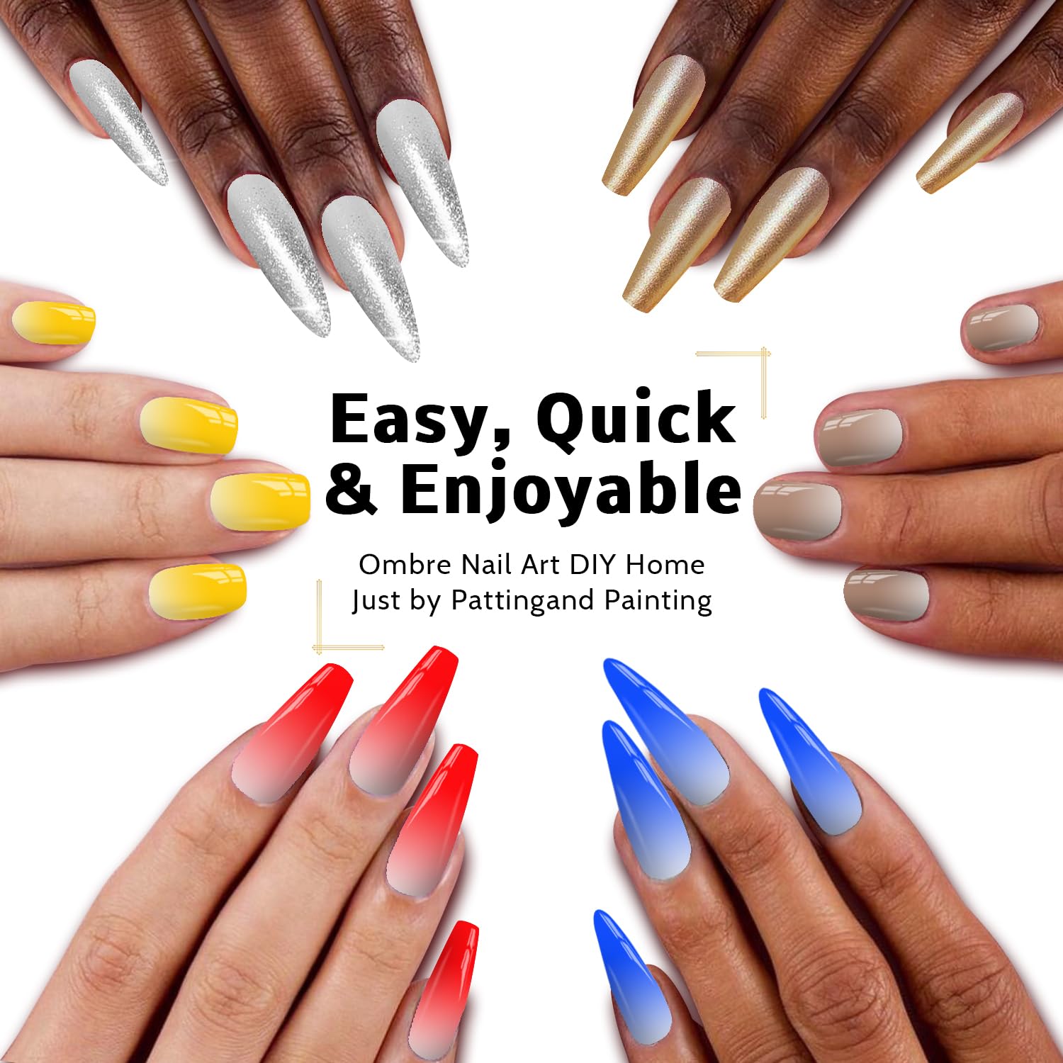 Sponge Pat Paint Nail Gel, Ombre Nails Gradient Gel Nail Blush Blooming Aura Nails Drawing Stripper Floral Painting DIY Nail Art, No Wipe, UV/LED Curing (12 Colors F)-BrightBean Baby