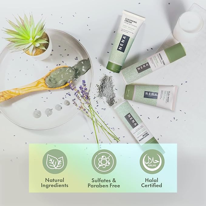 NENA Natural Skincare Kit | 4-Piece Daily Skin Essentials for Women & Men - for Dry, Oily, Normal and Sensitive Skin | EWG Verified, Cruelty Free & Vegan-Friendly-BrightBean Baby