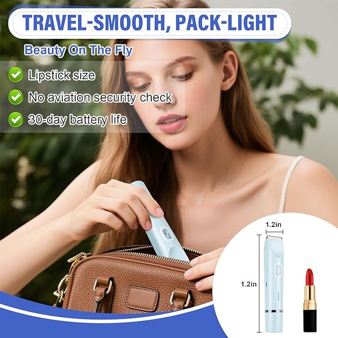 Women's Bikini Trimmer, 2-in-1 Electric Shaver for Bikini Line, Legs, Underarms, Face - Waterproof Women's Electric Shaver for Sensitive Skin, USB Rechargeable (Purple) (Blue)-BrightBean Baby