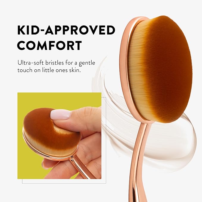 Premium Sunscreen Brush Set – Kids & Baby Sunblock Applicator with Metal Handles, Travel Bag, 2 Brushes, 2 Caps, & Cleaning Mat – Rose Gold – Mess-Free Sun Care (2 Pack) (Rose Gold)-BrightBean Baby