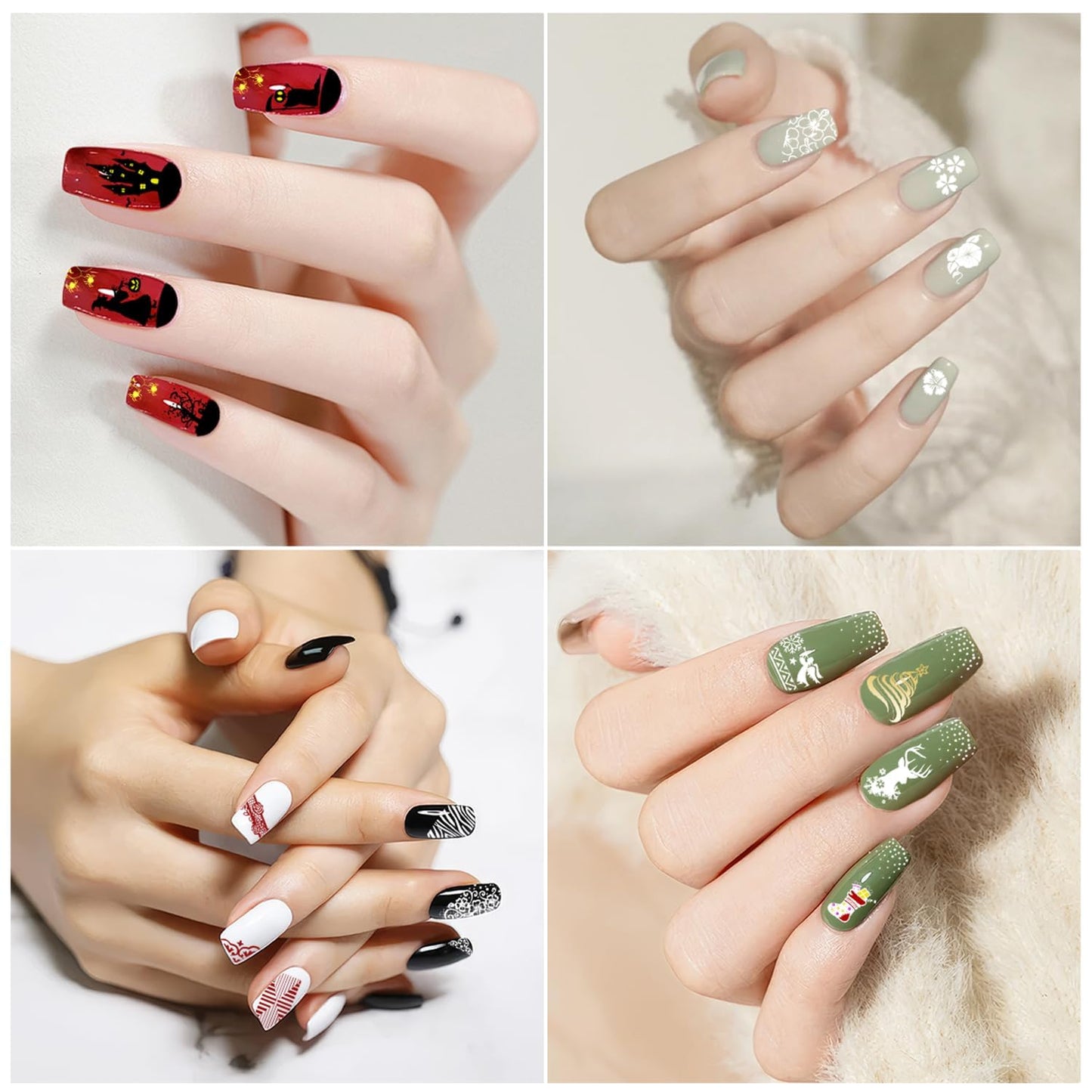 Biutee Nail Stamper Kit 15pcs Nail Art Stamp Plate 8pcs Stamp Gel Polish 1pcs Nail Stamper Scraper Set with Storage Bag, Nail Stamp Template Kit Flower Lace Animal Star Halloween Christmas Design-BrightBean Baby