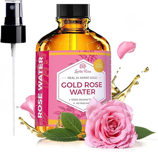 24 Karat Gold Rose Water Toner by Leven Rose Natural Moroccan 24K Rosewater Toner 4 oz-BrightBean Baby
