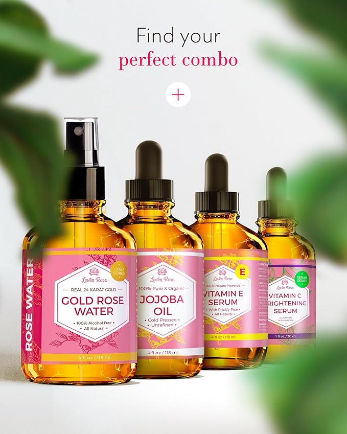 24 Karat Gold Rose Water Toner by Leven Rose Natural Moroccan 24K Rosewater Toner 4 oz-BrightBean Baby