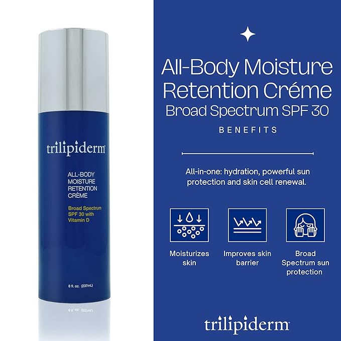 Trilipiderm Moisturizing Sunblock 8oz All Day Hydration for Body and Face, Vitamin D Enriched Broad Spectrum Sunscreen, Two Pack-BrightBean Baby