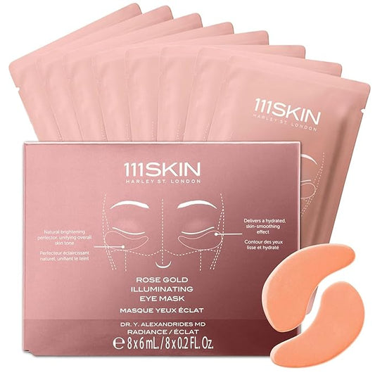 111SKIN Rose Gold Illuminating Eye Mask, Brightening & Hydrating Under Eye Patches for Dull, Dry Skin with Rose Extract, Colloidal Gold & Vitamin C, Improves the Appearance of Dark Circles, 8 Pairs-BrightBean Baby