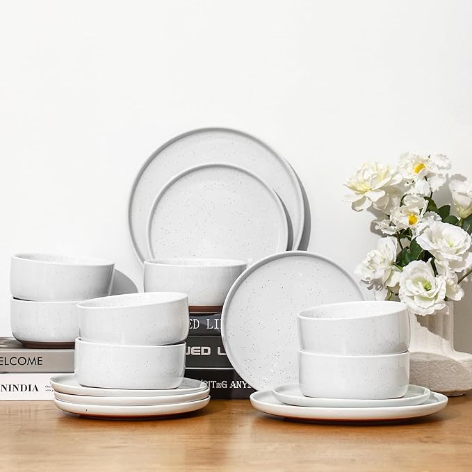 GZG 6 Inch Ceramic Cereal Bowls Set of 4, 28oz Large Soup Salad Pasta Bowls, Porcelain Oatmeal Bowl for Kitchen, Microwave & Dishwasher Safe