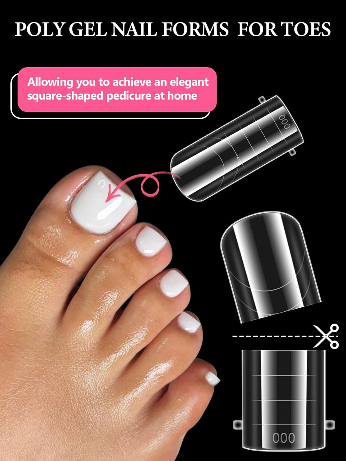 Poly Gel Toe Nail Form Set, EBANKU Reusable Toenails Dual Forms for Nail Extensions, Poly Gel Toe Nail Tips Pre-designed French Line Salon Home DIY Nail Art Supplies - 15 Sizes 150PCS-BrightBean Baby