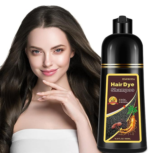 Natural Black Tea Hair Dye Shampoo 3-in-1, 100% Gray Hair Coverage in Minutes, Hair Instant Dye Shampoo for Women Men, Plant Based Hair Color Shampoo with Conditioner, Champu Con Tinte Para Canas-BrightBean Baby