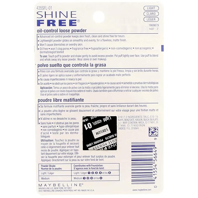 Maybelline New York Shine Free Oil Control Loose Powder, Light [210] 0.7 oz (Pack of 3)-BrightBean Baby