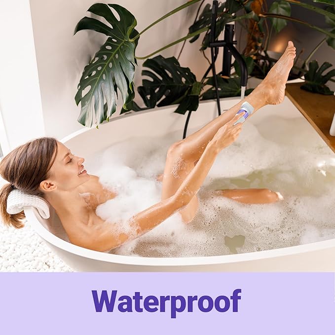 Bikini Trimmer for Women, IPX7 Waterproof Wet & Dry Electric Razors for Women, Bikini Legs Underarm Pubic Hairs Rechargeable Electric Shaver with 2 Trimmer Heads and Travel Razors-BrightBean Baby