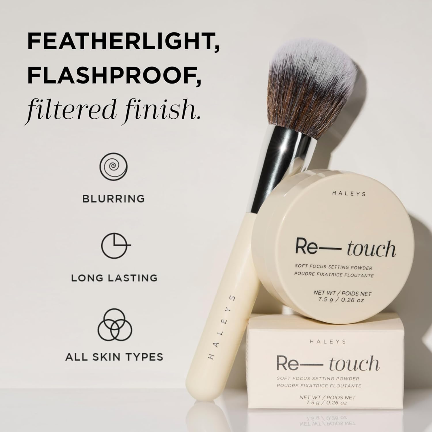 HALEYS Re-touch Setting Powder VEGAN + CRUELTY-FREE, Ultra-Blurring, Lightweight, Non-Caking, Nourishes, Smoothens for Filter-Like Finish, Soft Focus Translucent Loose Powder (Honey Shade)-BrightBean Baby