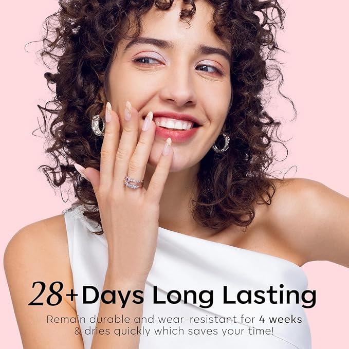 modelones Pearl Gel Nail Polish, 6 Colors Shimmer Glitter Iridescent White Nude Blue Pink Mermaid Nail Drawing Soak Off Gel Polish Swirl Shell Thread Effect Gift DIY at Home with Dotting Pen-BrightBean Baby