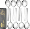 8 Piece Stainless Steel Serving Spoons Set - 4 Large, 4 Slotted, 9.2-Inch, Dishwasher Safe, for Parties/Kitchen/Buffet/Catering