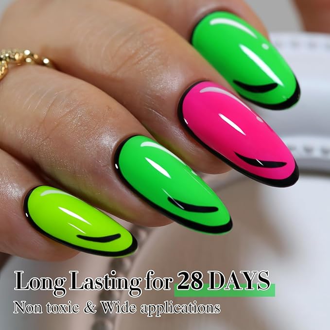 Double Rhythm Translucent Gel Polish Sheer Neutral Natural Light Milky Same Color Same Bottle 15ML Jelly UV Nail Polish Nail Art DIY at Home (Neon Glow Green-A1421)-BrightBean Baby