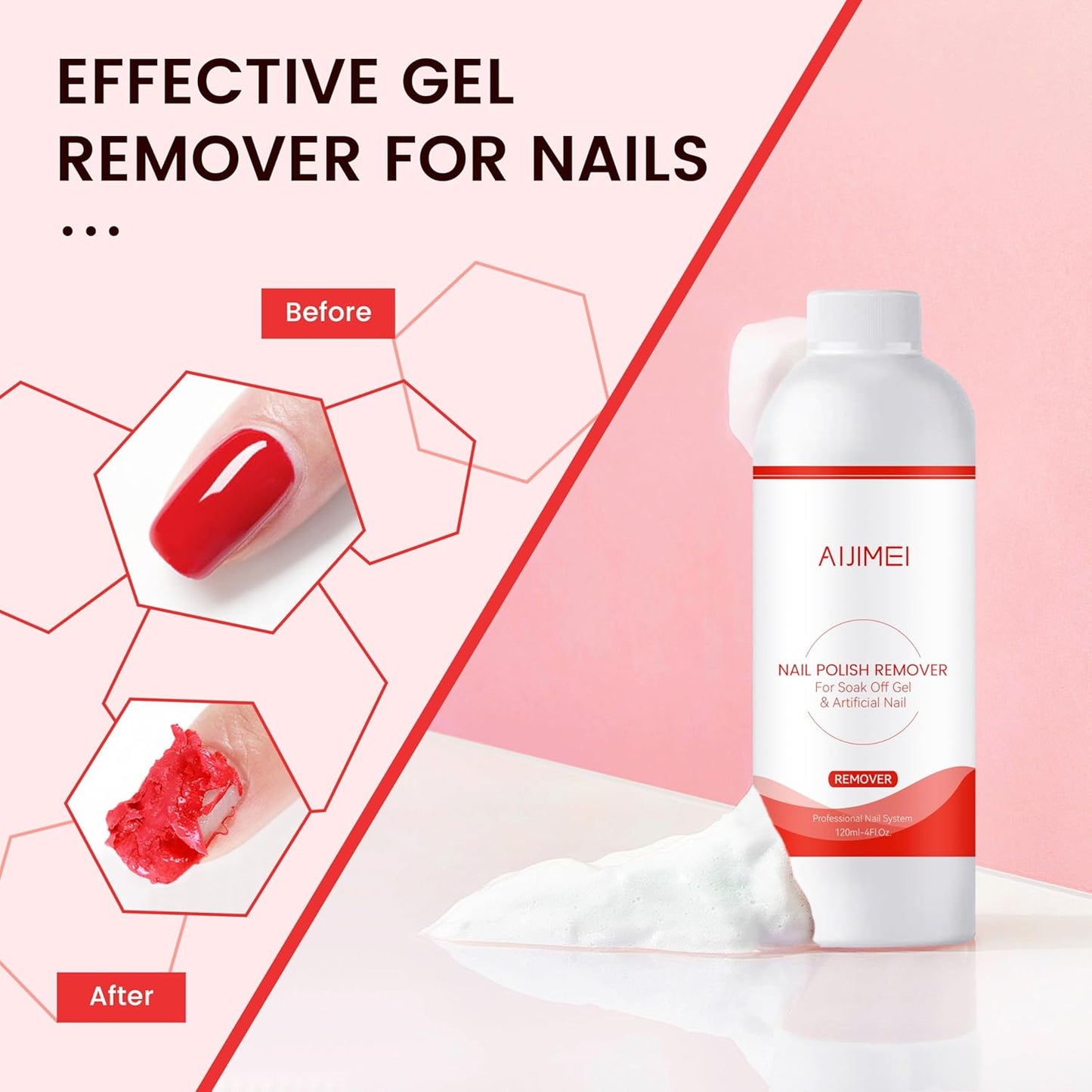AIJIMEI Nail Polish Remover Kit, 4 Fl Oz Nail Polish Remover for Soak Off Gel Nail Polish Acrylic Nails Dipping powder Remover for Home DIY or Nail Salon-BrightBean Baby