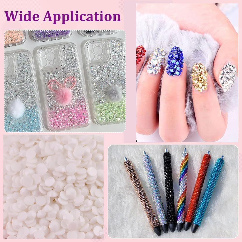 Black And White Rhinestones for Bedazzling With B7000 Glue, 2mm 3mm 4mm 5mm 6mm (SS8-SS30) Non-Hotfix Flatback Nail Gems Beads, Nail Crystals Diamond Kit for Bedazzle Crafting, Nails DIY Art-BrightBean Baby