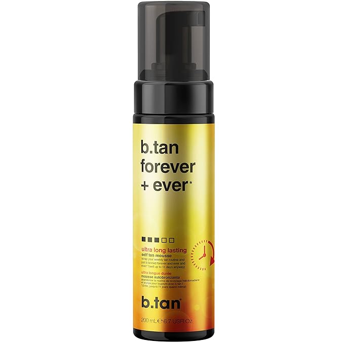 b.tan Ultra Long Lasting Self Tanner Mousse | Forever & Ever - Lasts Up to 11 Days, Fast, 1 Hour Express Sunless Tanning Foam, No Fake Tan Smell, Dark Bronze Glow, Vegan, Cruelty Free, 6.7 Fl Oz-BrightBean Baby
