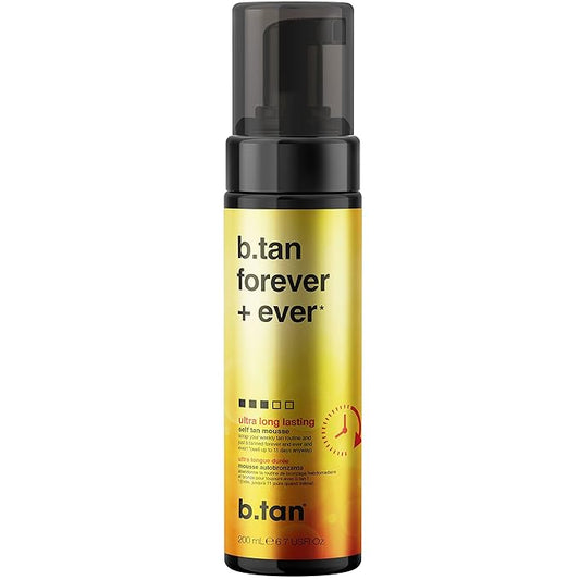 b.tan Ultra Long Lasting Self Tanner Mousse | Forever & Ever - Lasts Up to 11 Days, Fast, 1 Hour Express Sunless Tanning Foam, No Fake Tan Smell, Dark Bronze Glow, Vegan, Cruelty Free, 6.7 Fl Oz-BrightBean Baby