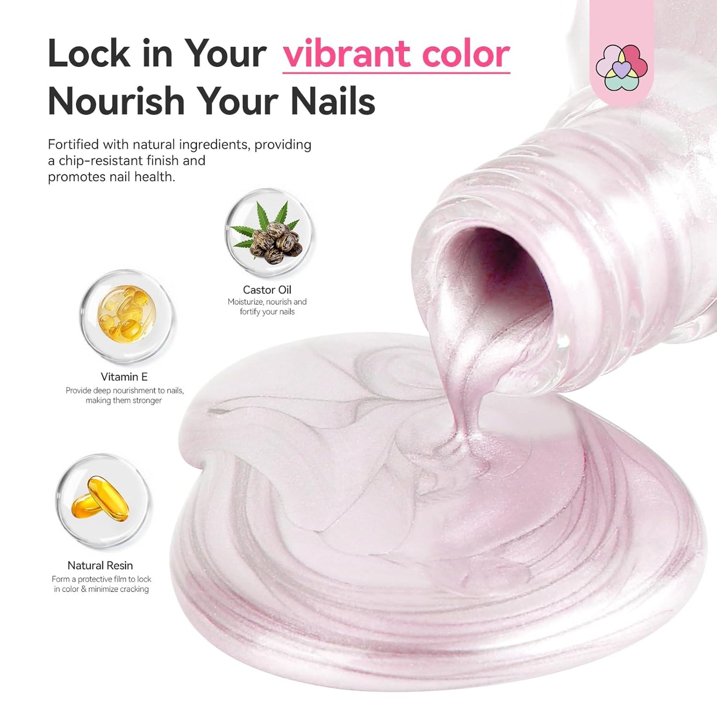 SAVILAND Color Artistry Pearl Pink Nail Polish: 7 Days Shimmer Aurora Finish Fingernail Polish Quick Dry Glitter Pink Fingernail Polish Regular Bulk Toe Nail Lacquer Non Gel DIY Home Women Manicure-BrightBean Baby