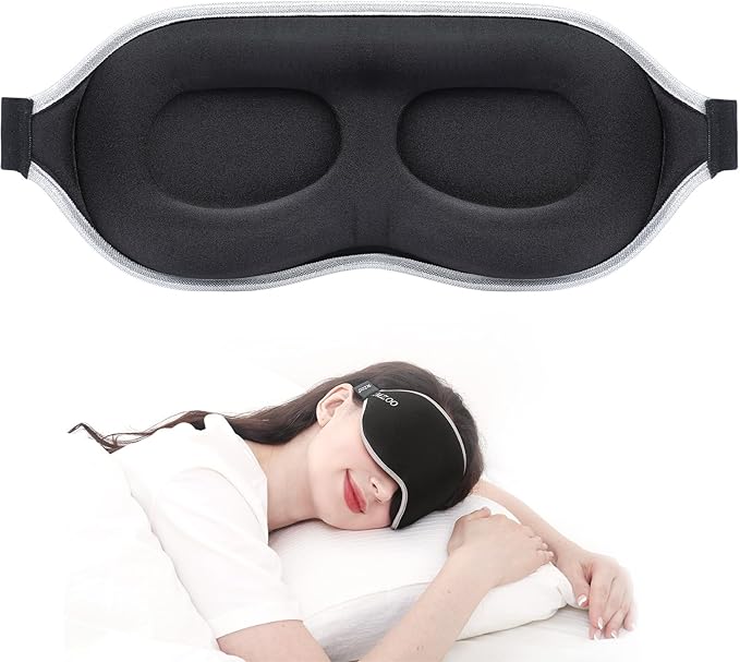 MZOO Luxury Sleep Mask for Back, Side Sleeper, Complete Light Blocking Sleeping Eye Mask Night Blindfold, 3D Zero Pressure & Spacious for Lash Extensions, Breathable Soft Eye Cover Flight Nap Travel-BrightBean Baby