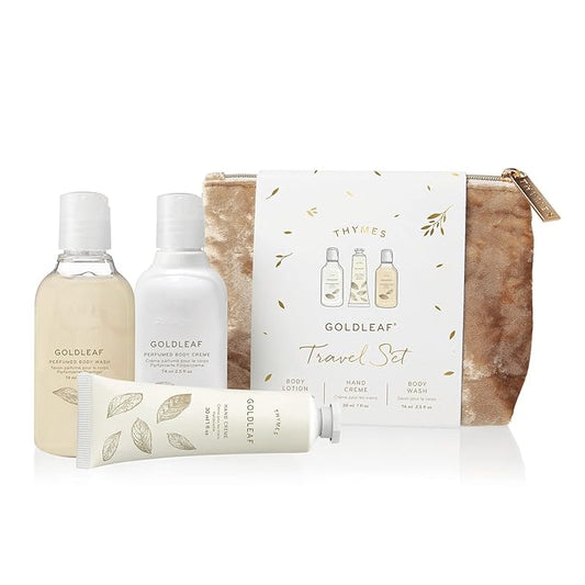 Thymes Perfumed Travel Set and Beauty Bag - Contains Body Wash, Body Lotion & Hand Cream - Goldleaf-BrightBean Baby