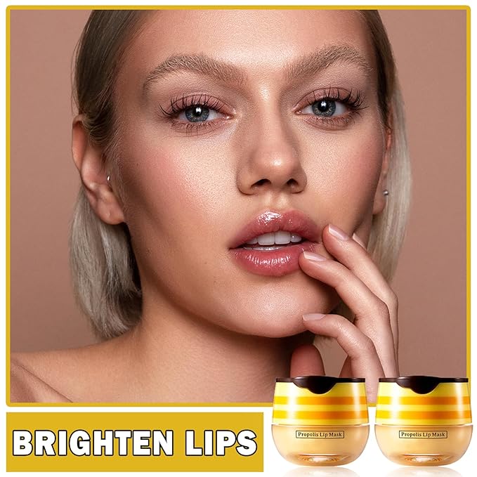 2PCS Bee Lip Balm Honey Pot Honey Lip Balm Sleeping Lip Mask Silky Hydrating Bee Lip Balm Lip Mask Overnight Lip Care Products-BrightBean Baby