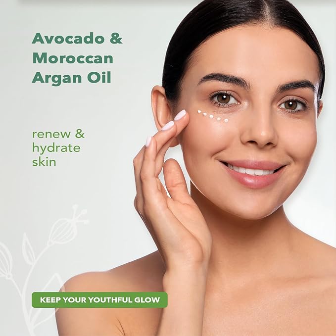 Nourish Organic Eye Treatment, Avocado & Argan – Renewing & Hydrating Under Eye Brightener with Vitamin C + Washable Cotton Round-BrightBean Baby