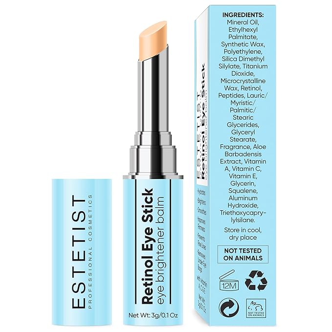 Retinol Eye Brightener Cream Stick, Vitamin C & E Enriched Under Eye Bags Care for Dark Circles, Puffiness & Anti-Aging, Hydrating Eye Balm for All Skin Types-BrightBean Baby