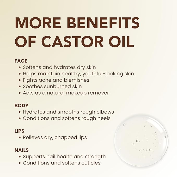 Organic Castor Oil (4oz) - 100% Pure Natural Cold-Pressed Hexane-Free USDA Certified - Glass Bottle - Hair Growth Oil for Scalp Eyelashes Face Skin - Dry Skin Moisturizer Natural Hair Care-BrightBean Baby