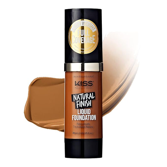 Kiss New York Professional Liquid Foundation - Lightweight and Hydrating Formula, Natural Finish, Control Shine, Cover Pores, Medium to Full Coverage, Green Tea Extract (Maple)-BrightBean Baby