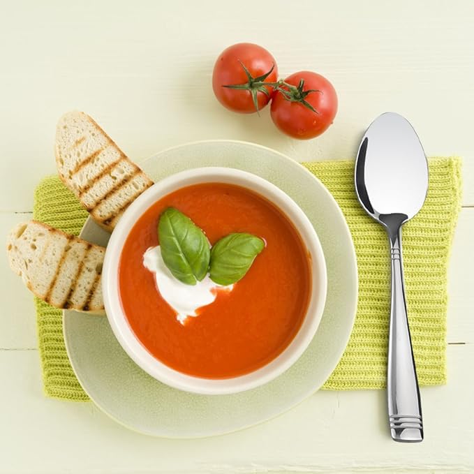 Obstnny Stainless Steel Dinner Spoons, 8-Inch, Set of 12