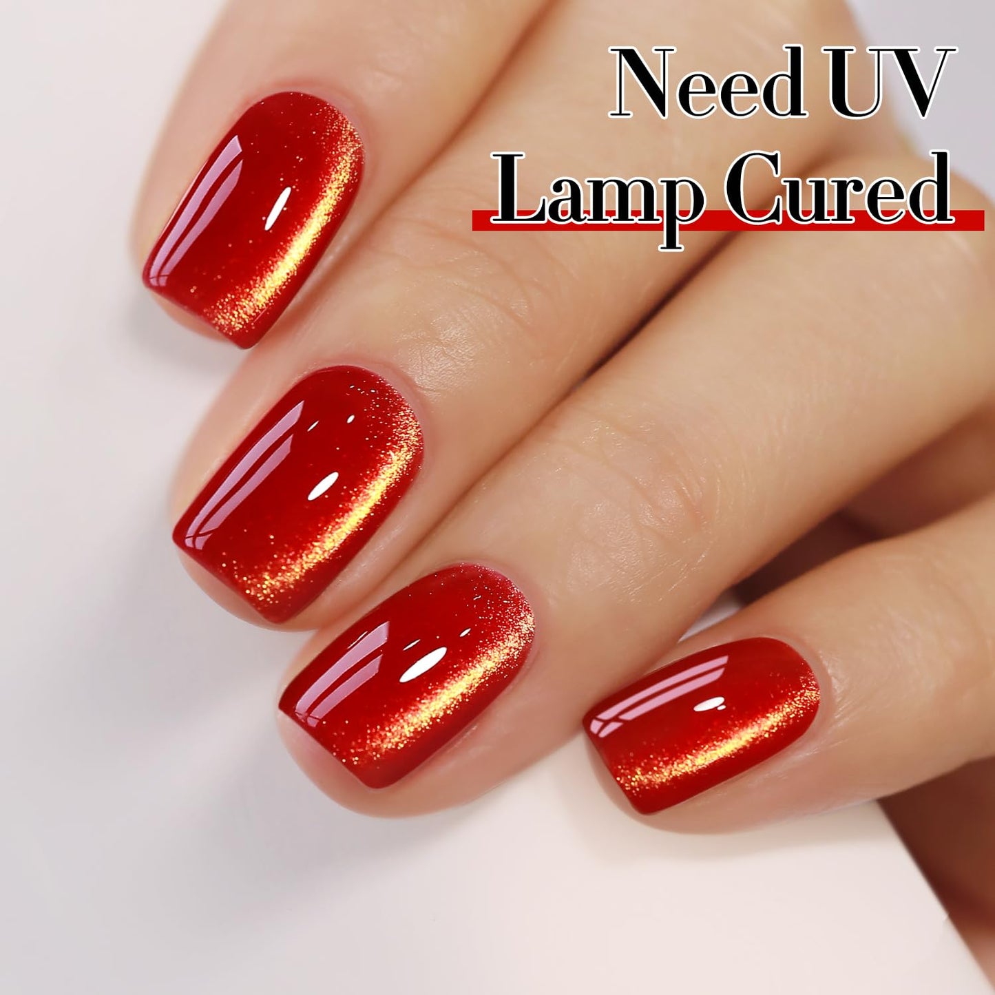 Double Rhythm Cat Eye Gel Polish with Magnet 15ML Ice Glass Holographic Glitter Shimmer Translucent Sheer Color Salon Soak Off Magnetic at Home (Blood Red-MC1145)-BrightBean Baby