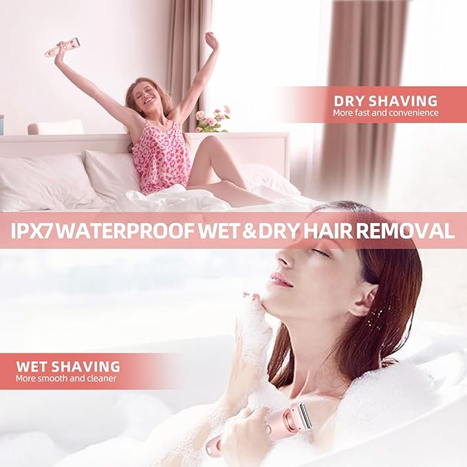 Womens Electric Shaver, 2 in 1 Razor for Women, Wet & Dry Electric Waterproof Razor with LED Display, Cordless Bikini Trimmer for Sensitive Skin, Painless Hair Removal-BrightBean Baby