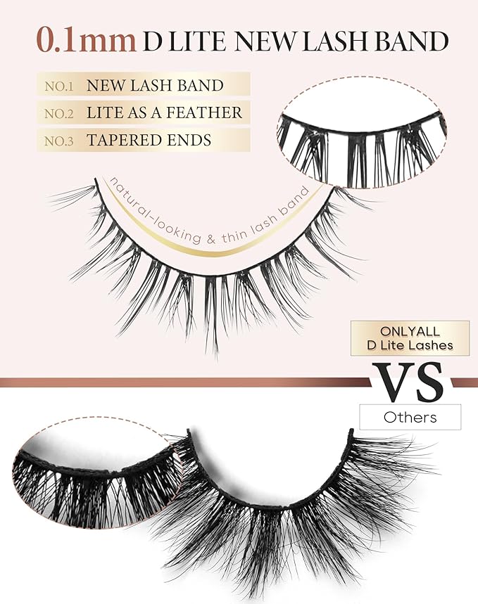 Onlyall Natural Lashes Short Eyelashes Wispy Lashes Natural Look Soft False Eyelashes False Eye Lashes Faux Mink Eyelashes 7 Pairs D2-BrightBean Baby