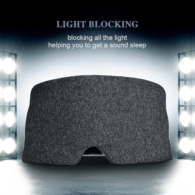 FRESHME Cotton Sleep Eye Mask for Women Men - 100% Blocking Light Travel Blindfold, Soft Zero Pressure Grey Eyes Cover with Adjustable Velcro Strap for Side Sleeper Night Sleeping, Work Nap and Yoga-BrightBean Baby