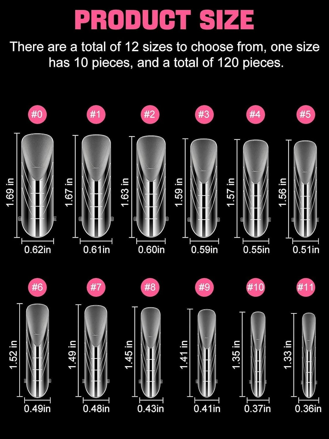 EBANKU Dual Forms for Poly Nail Gel 120CS Ballerina Dual Nail Forms Molds Acrylic Nail Tips Full Cover 12 Sizes for Builder Nail Gel Manicure Nail Art Design Salon DIY at Home-BrightBean Baby
