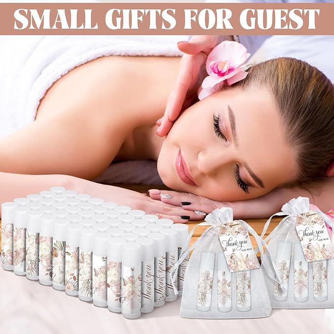 50 Set Employee Appreciation Gifts Bulk Baby Shower Favors Lip Balms Bulk Thank You Gifts Wedding Bridal Shower Bachelorette Gifts Prizes for Guests Women Teacher Coworker Nurse(BOHO)-BrightBean Baby