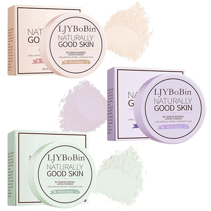 3PCS Loose Setting Powder Set,Lightweight Long Lasting Oil Control Loose Face Powder,Translucent Matte Drying Finishing Setting Powder for All Skin Types-BrightBean Baby