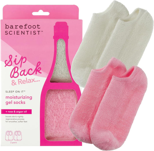 Barefoot Scientist Sleep On It Overnight Moisturizing Gel Socks, Nourish Your Feet, Sip Back & Relax, Pink and Champagne, 2 Pack-BrightBean Baby